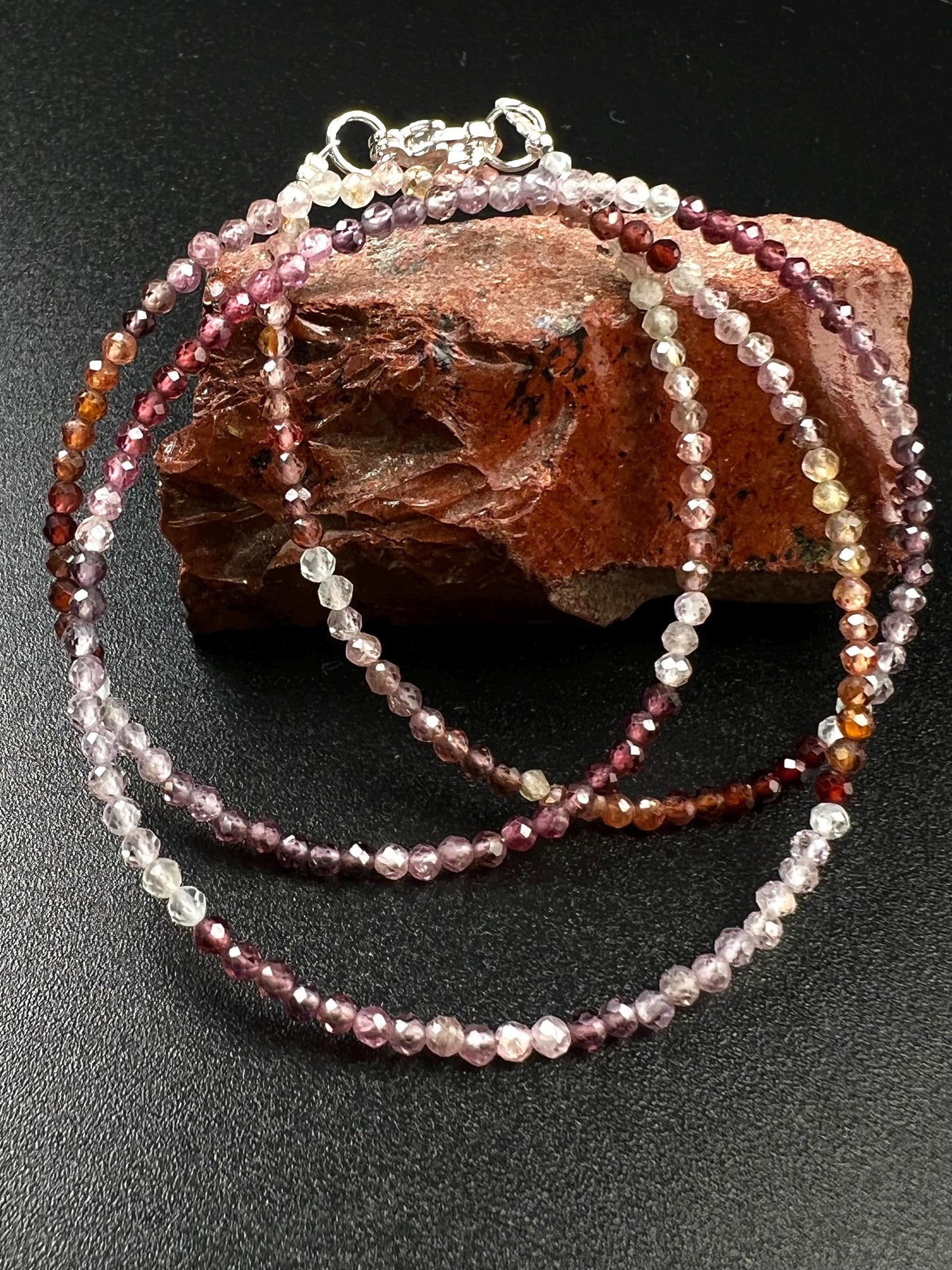 Natural Multi Spinel 2mm micro faceted AAA quality beaded handmade gemstone Necklace.