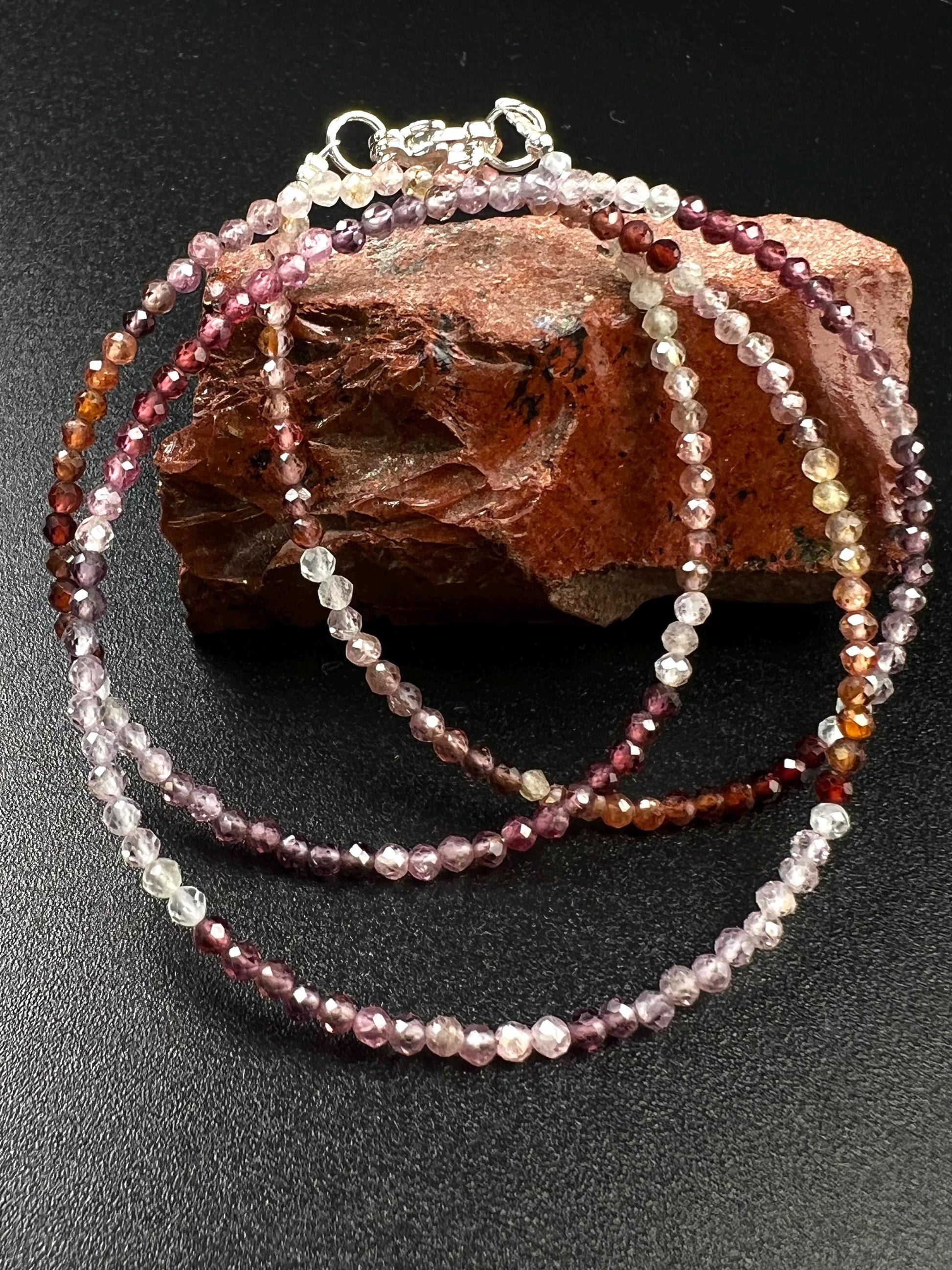 Natural Multi Spinel 2mm micro faceted AAA quality beaded handmade gemstone Necklace.