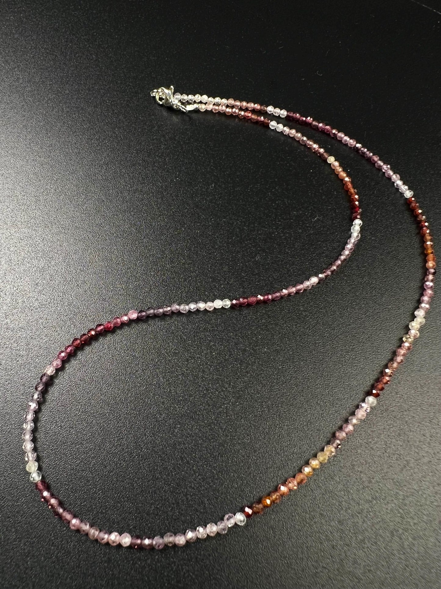 Natural Multi Spinel 2mm micro faceted AAA quality beaded handmade gemstone Necklace.