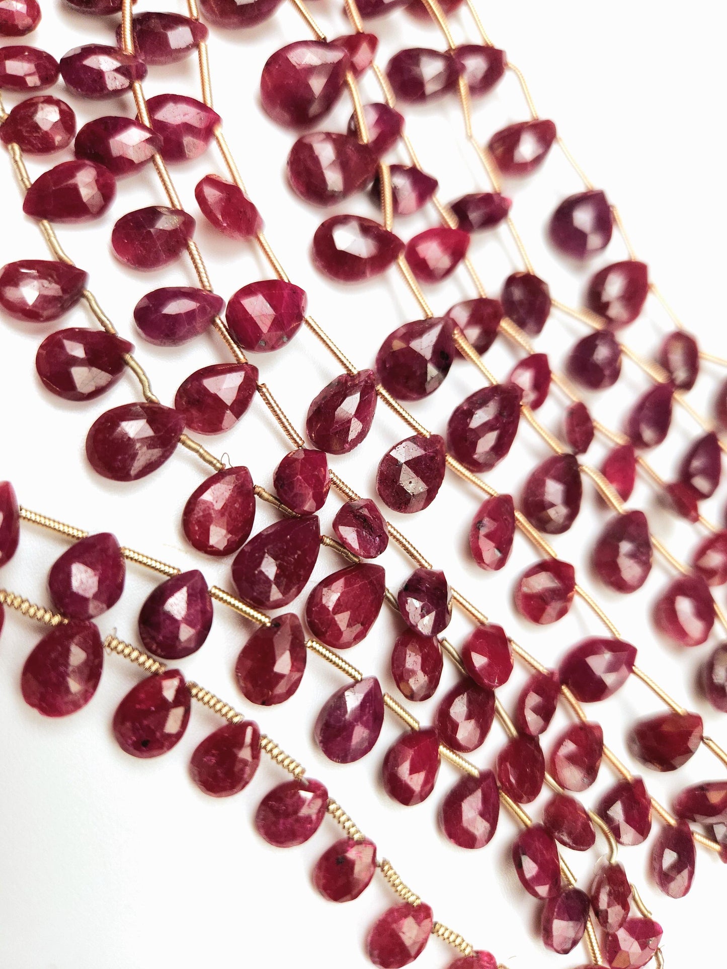 Genuine Faceted Ruby Pear drop 6x8-9x11mm Gemstone Teardrop for jewelry making. 2 pieces