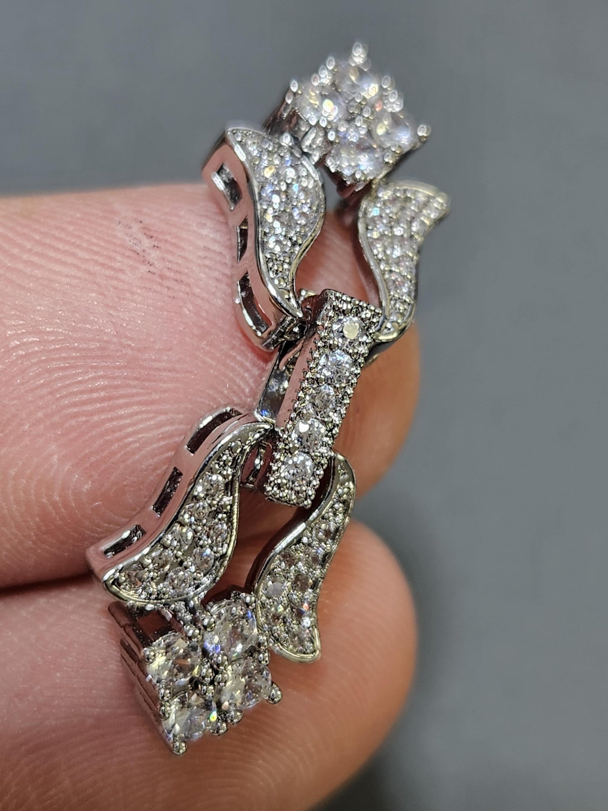 Cubic zirconia cz micro pave 1-6 loop diamond style 12×35mm rhodium Sterling Silver, Vermeil fancy clasp,pearl high end jewelery clasp.