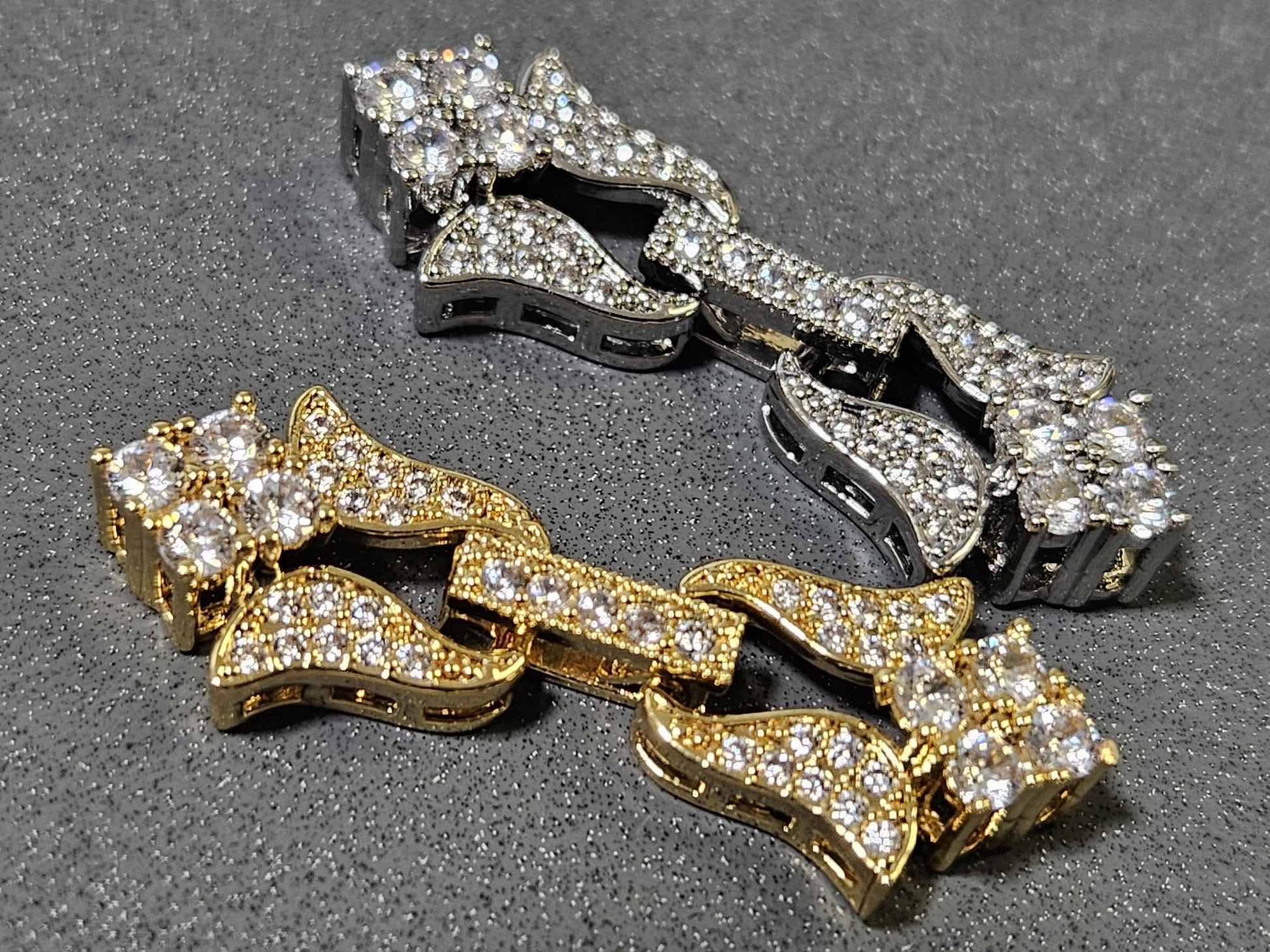 Cubic zirconia cz micro pave 1-6 loop diamond style 12×35mm rhodium Sterling Silver, Vermeil fancy clasp,pearl high end jewelery clasp.