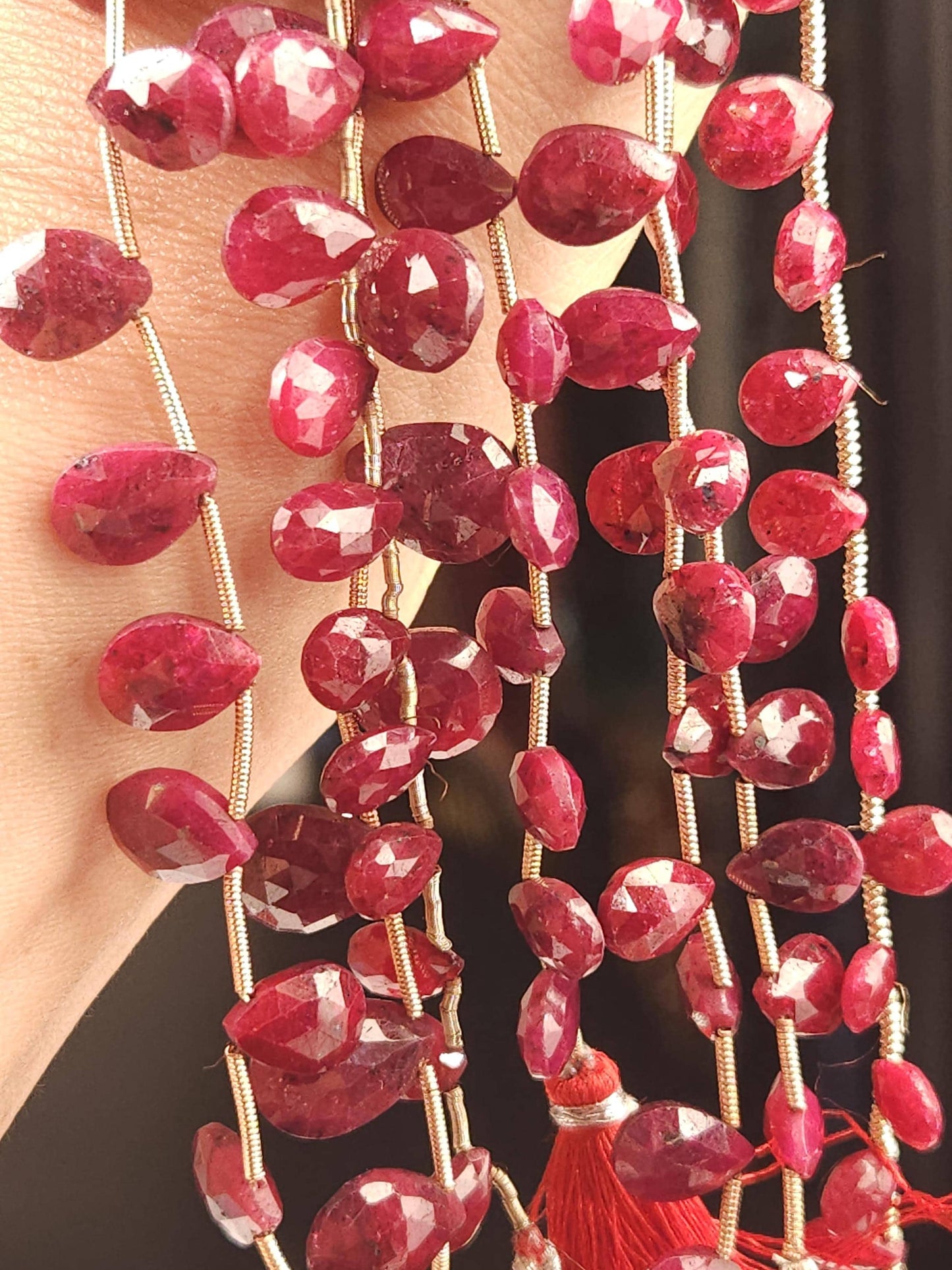 Genuine Faceted Ruby Pear drop 6x8-9x11mm Gemstone Teardrop for jewelry making. 2 pieces