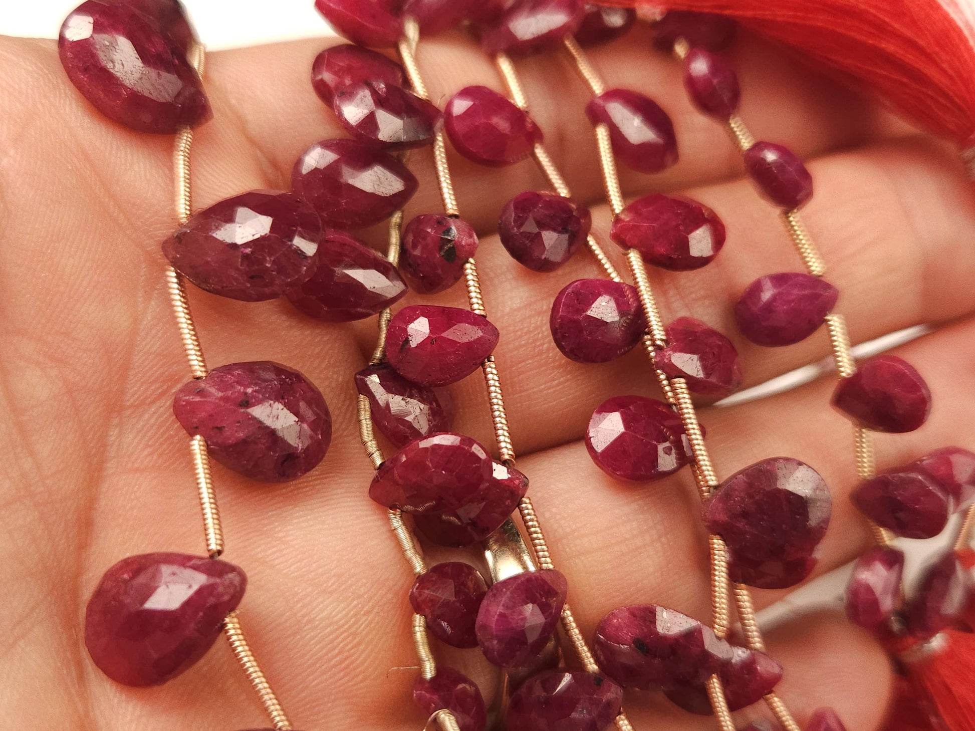 Genuine Faceted Ruby Pear drop 6x8-9x11mm Gemstone Teardrop for jewelry making. 2 pieces