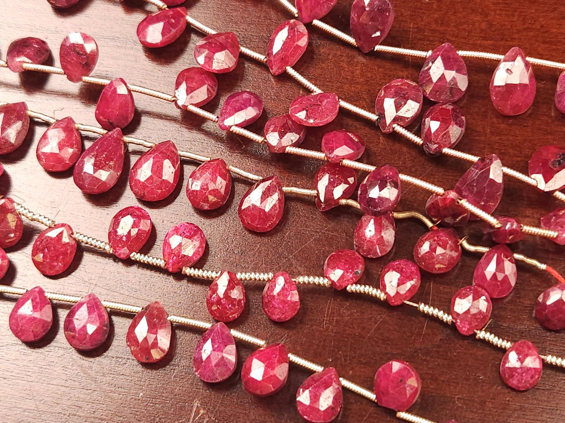 Genuine Faceted Ruby Pear drop 6x8-9x11mm Gemstone Teardrop for jewelry making. 2 pieces