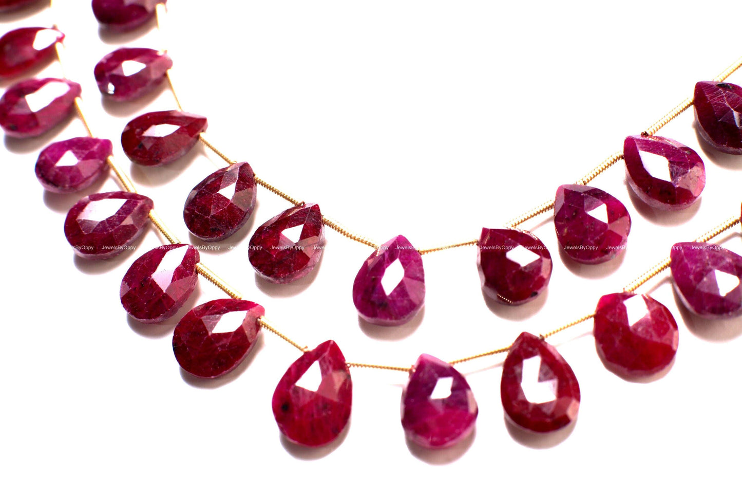 Genuine Faceted Ruby Pear drop 9x11-9x13mm Gemstone Teardrop for jewelry making. 2 pieces