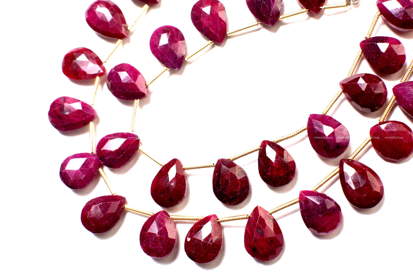 Genuine Faceted Ruby Pear drop 9x11-9x13mm Gemstone Teardrop for jewelry making. 2 pieces