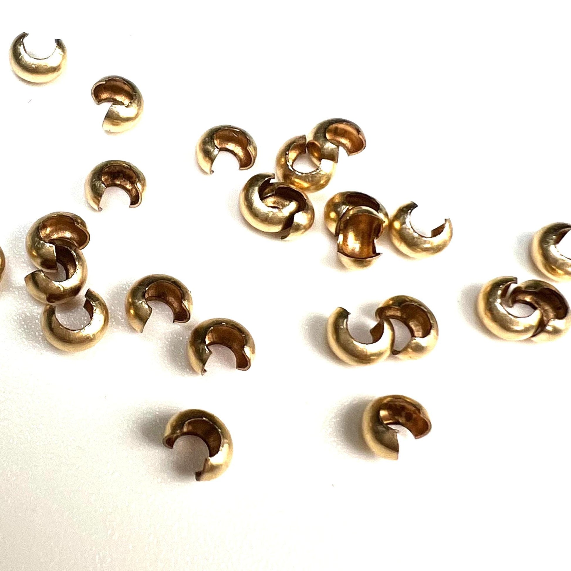 14k Gold Filled, 925 Sterling Silver Crimp Cover - 3mm Jewelry Making Supply - 10 Pieces