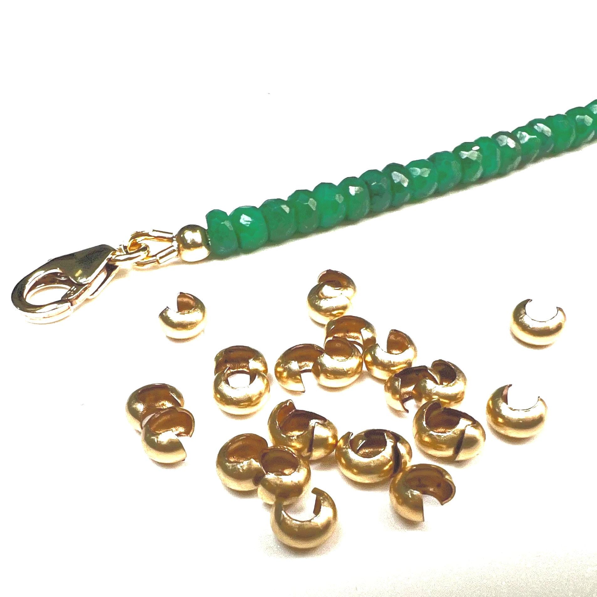 14k Gold Filled, 925 Sterling Silver Crimp Cover - 3mm Jewelry Making Supply - 10 Pieces