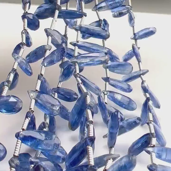 Natural Kyanite Faceted long Drop 4.5x11-13mm AAA quality Teardrop Gemstone Violet Blue Beads DIY Jewelry Making pear drop beads.