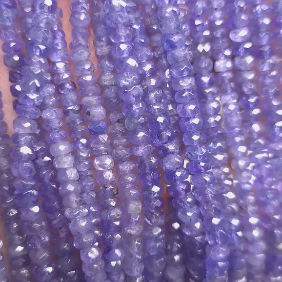Natural Tanzanite Faceted 4mm Rondelle Gemstone Violet Blue Beads AAA very good quality DIY Jewelry Making 12" Strand