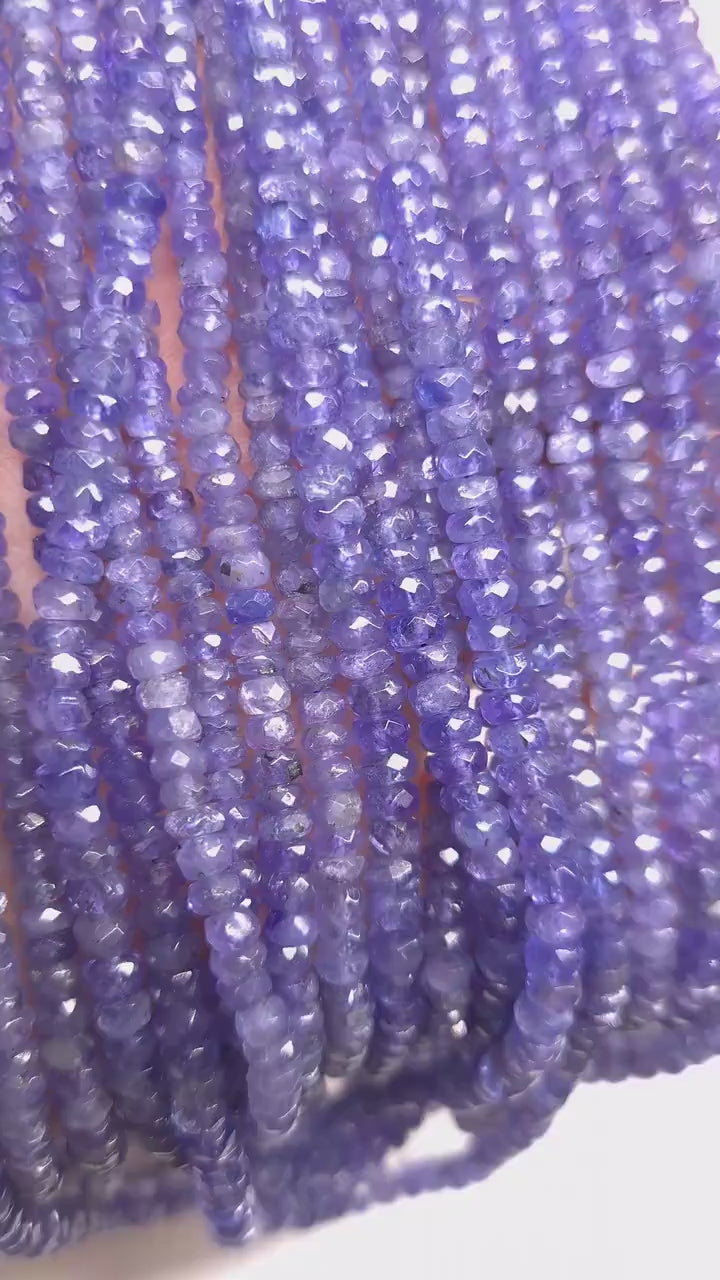 Natural Tanzanite Faceted 4mm Rondelle Gemstone Violet Blue Beads AAA very good quality DIY Jewelry Making 12" Strand