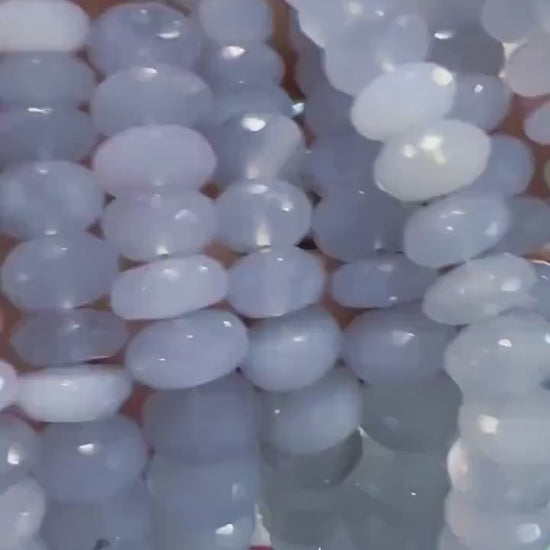 Natural Sky Blue Chalcedony Faceted Roundel 12-13mm large Jewelry Making Gemstone beads  10cs, 20pcs
