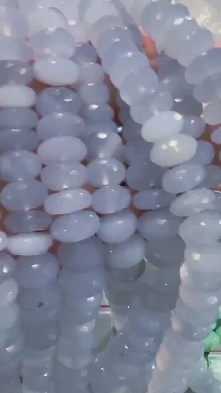 Natural Sky Blue Chalcedony Faceted Roundel 12-13mm large Jewelry Making Gemstone beads  10cs, 20pcs