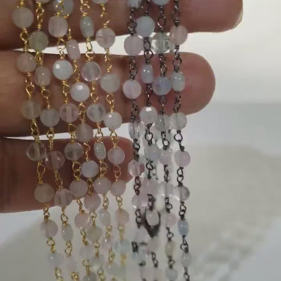 Multi Aquamarine 4mm Faceted Coin shape Choker Layering Necklace  with Gold or Black Oxidized Silver Wire Wrapped handmade Necklace. Gift