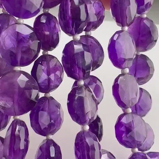 Natural Amethyst Faceted Dime shape  10.5-11.5mm.thickness 5.5-6.5mm AAA quality  for Jewelry Making DIY Gemstone Beads .  7" strand 15 pcs