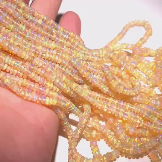 Genuine Ethiopian Fire Opal , Welo Opal 3.5-5mm smooth Graduated roundel, AAA quality fiery Opal for jewelry making