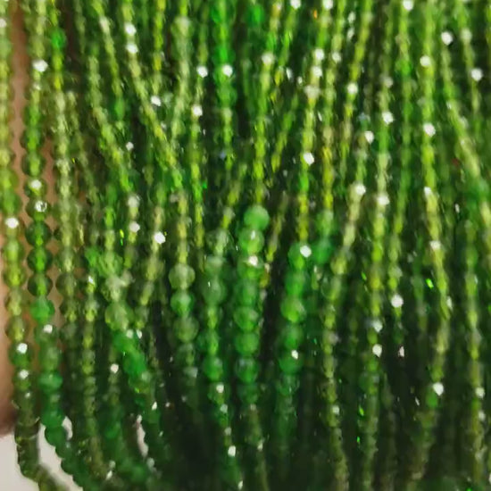Natural Chrome Tourmaline 2.5mm Micro Faceted Round Beads 12.5" Strand, AAA High Quality Shaded Chrome Tourmaline,Rare Green Indicolite Bead