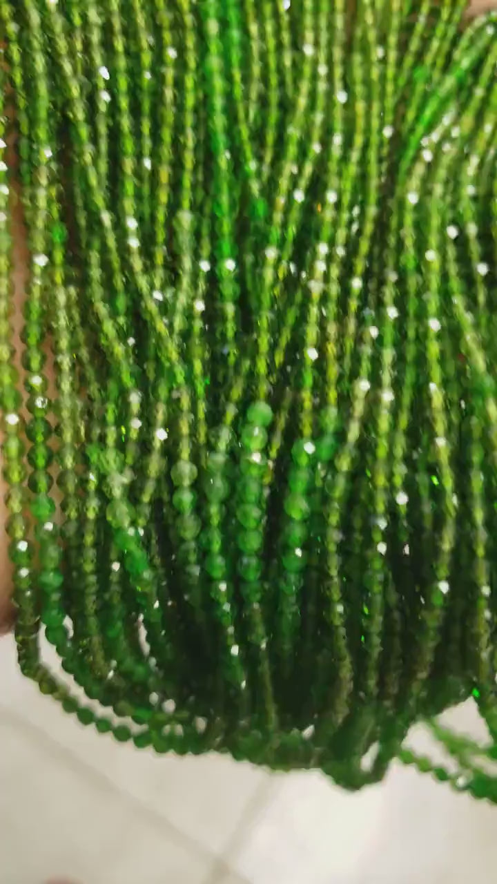 Natural Chrome Tourmaline 2.5mm Micro Faceted Round Beads 12.5" Strand, AAA High Quality Shaded Chrome Tourmaline,Rare Green Indicolite Bead