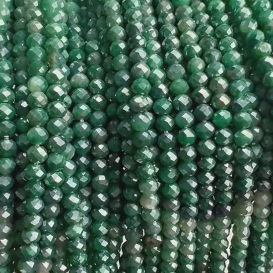 Genuine Moonstone Emerald Green mystic High Quality Faceted Roundels in 3.8-4mm Gemstone Beads 12” strand