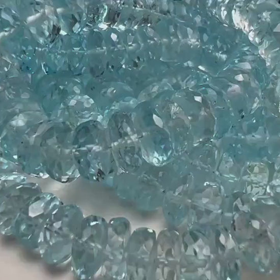 Natural Swiss Blue Topaz Faceted AAA+ Gem Quality Clear Rondelle Gemstone Jewelry Making Bead ,7-7.5mm, 7.5-8mm,8-8.5, 8.5-9mm, 9-9.5mm