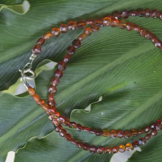 Hessonite Garnet 3.5-4mm Faceted Coin Choker Layering Necklace, Handmade Necklace, Gift for her