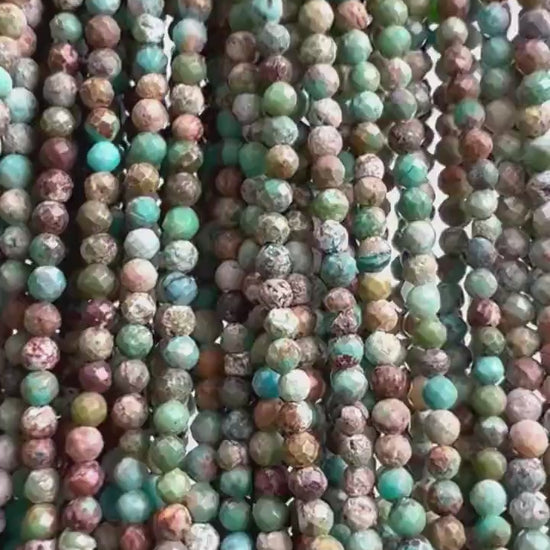 Natural African Turquoise 2.5mm Faceted Round natural gemstone jewelry making beads 12.5” full strand