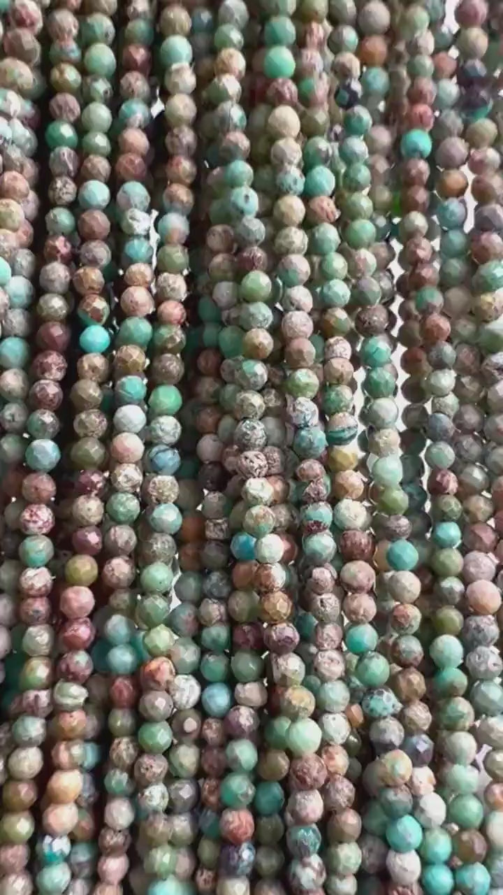 Natural African Turquoise 2.5mm Faceted Round natural gemstone jewelry making beads 12.5” full strand