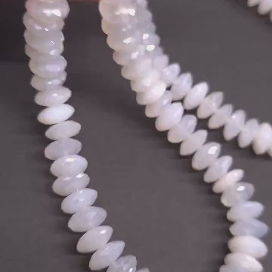 Natural Mystic Moonstone German Cut Graduated Faceted Rondelle Gemstone 17" Necklace