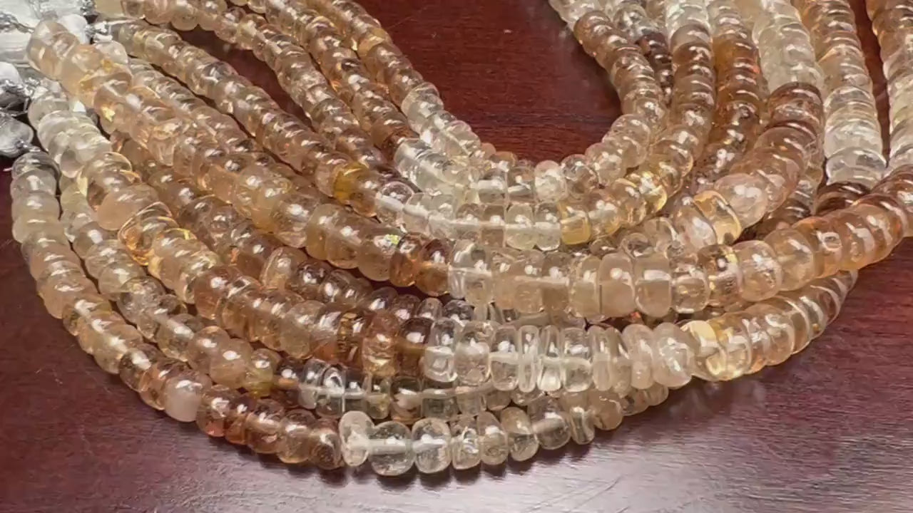 Imperial Topaz Smooth Heishi wheel Roundel 6-7mm brown Shaded Natural gemstone beads Jewelry Making, 7.75” strand