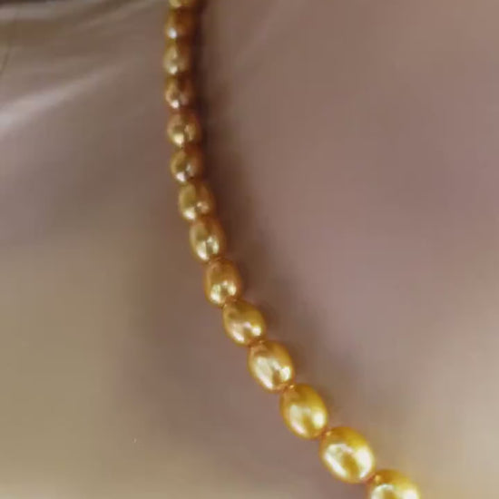 Natural Freshwater Golden Yellow Pearl 4x6 rice oval AAA high luster pearl Necklace, Choker, Layering, Minimalist natural pearl Holiday Gift