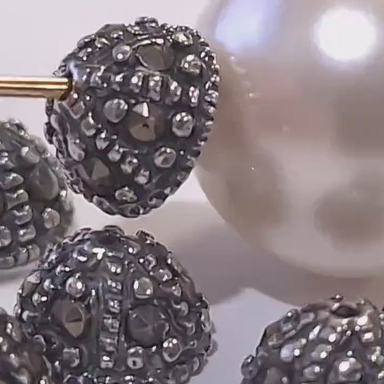 2 pieces Marcasite 925 sterling silver vintage 6.5mm bead cap, jewelry making antique finished Marcasite cap for bracelet necklace earrings