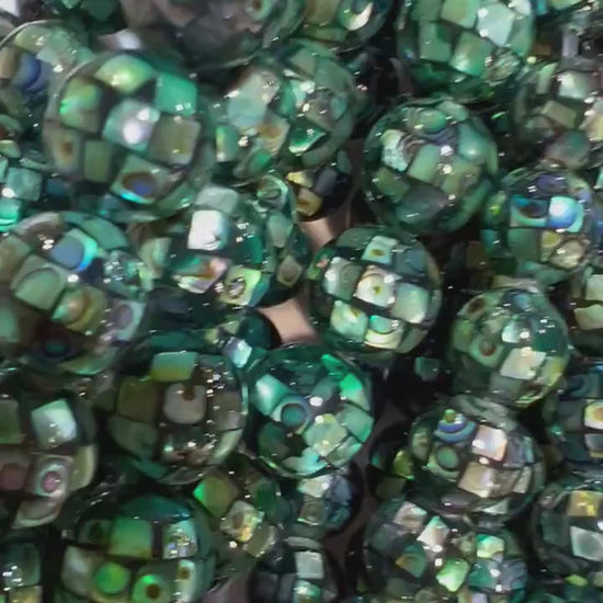 Natural Abalone Paua Shell Disco Ball Mosaic bead for jewelry making  Beautiful blue green natural beads, 8, 10mm 12mm sold by 4 pcs, 8 pcs