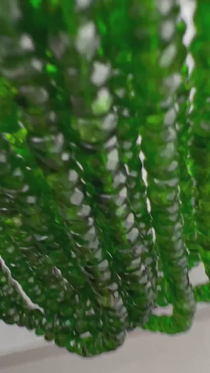 Natural Chrome Diopside 5-6.5mm Faceted Roundel Beads, AAA High Quality Rare beautiful Green Chrome diopside Beads. 6" ,12" strand