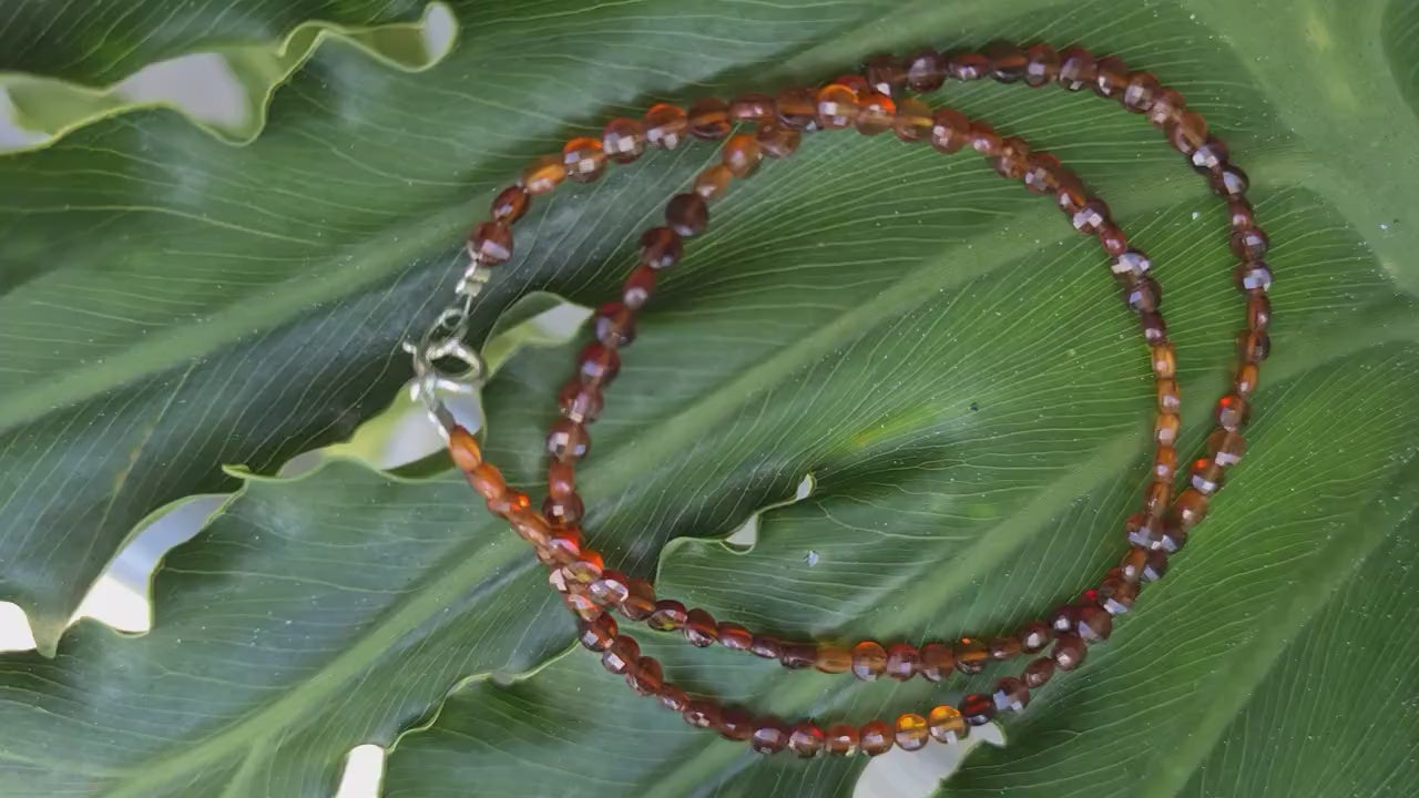 Hessonite Garnet 3.5-4mm Faceted Coin Choker Layering Necklace, Handmade Necklace, Gift for her