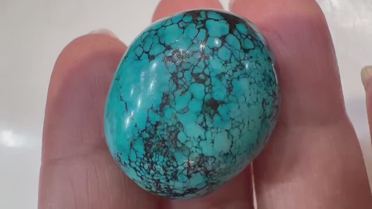 Genuine Turquoise Pebble, AAA Tibetian Spiderweb Turquoise pebble 18x25mm,for jewelry Focal, pendant, palm stone or collection healing gem