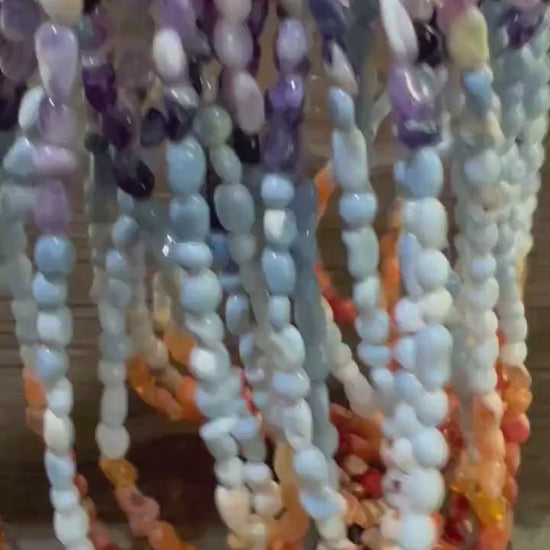 Multi Opal natural raw  Smooth nugget 3x4-6mm jewelry making gemstone beads , 9",18"strand