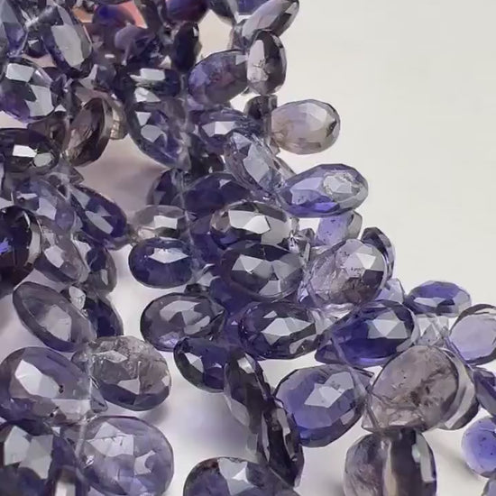 Genuine Iolite Faceted pear Drop Briolette 5.5-7x8-9.5mm Beautiful Rare Gemstone for Jewelry Making Beads, 10, 20Pcs
