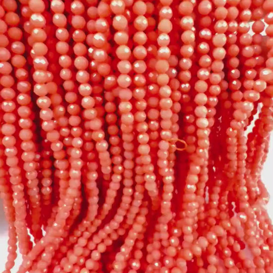 Natural Italian coral Faceted round 2.5mm salmon pink beads AAA quality Round Beads 15.25" long Strand