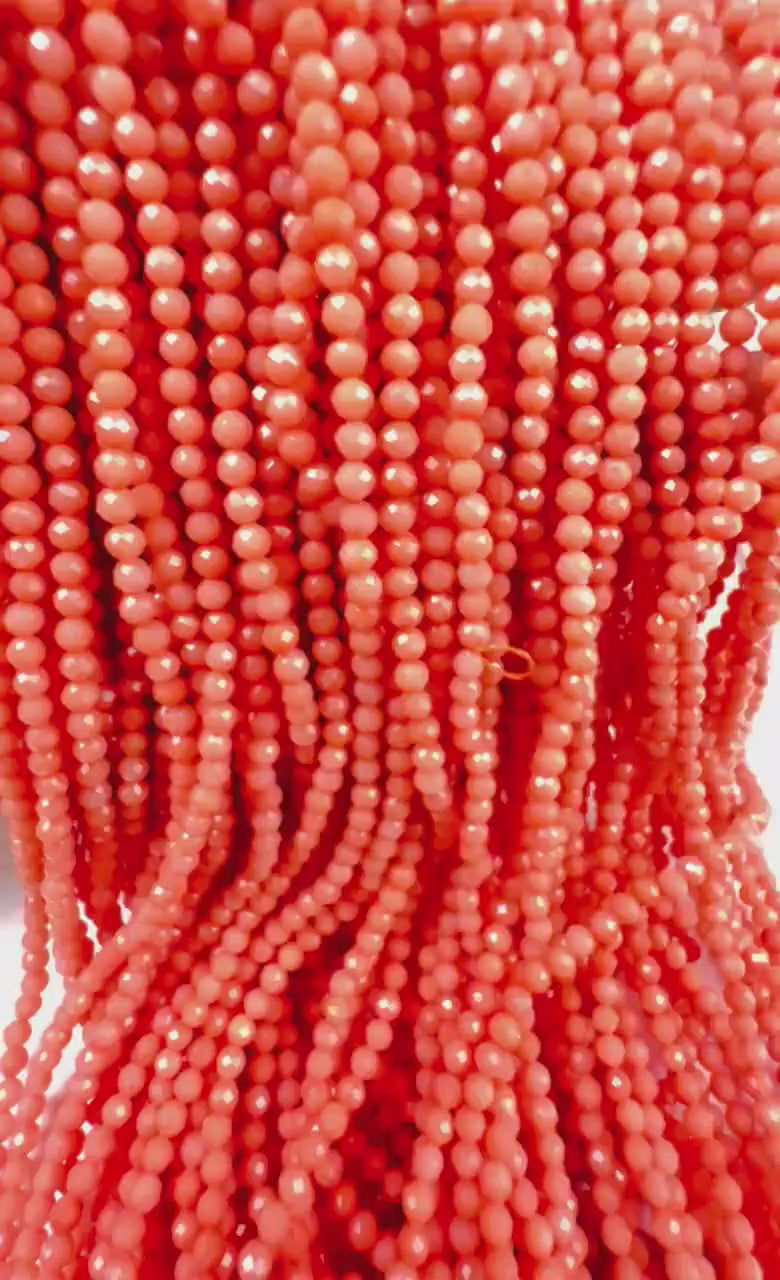 Natural Italian coral Faceted round 2.5mm salmon pink beads AAA quality Round Beads 15.25" long Strand