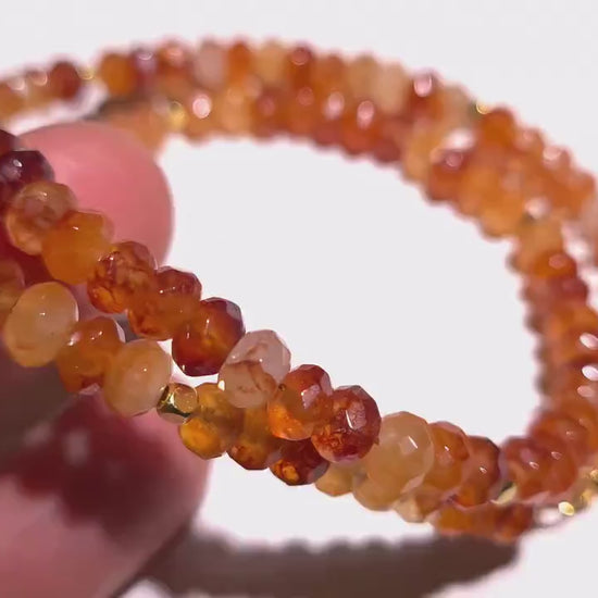 Natural Carnelian Ombre Orange shaded Faceted Healing Gemstones in Gold Clasp Necklace, choker, layering gift