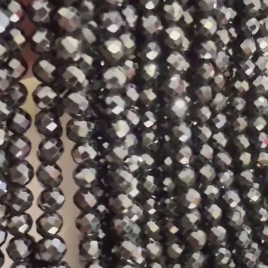 Natural Black Spinel 4mm Round micro faceted AAA quality Gemstone Beads, Jewelry Making  14” full  Strand, Single or Bulk