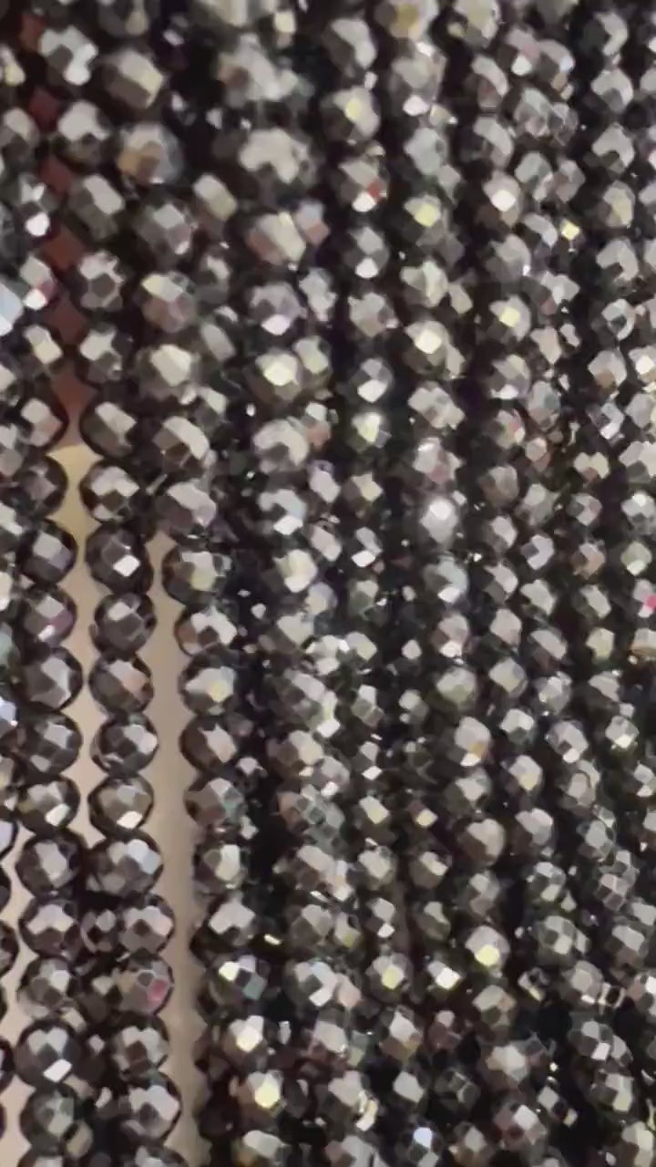 Natural Black Spinel 4mm Round micro faceted AAA quality Gemstone Beads, Jewelry Making  14” full  Strand, Single or Bulk