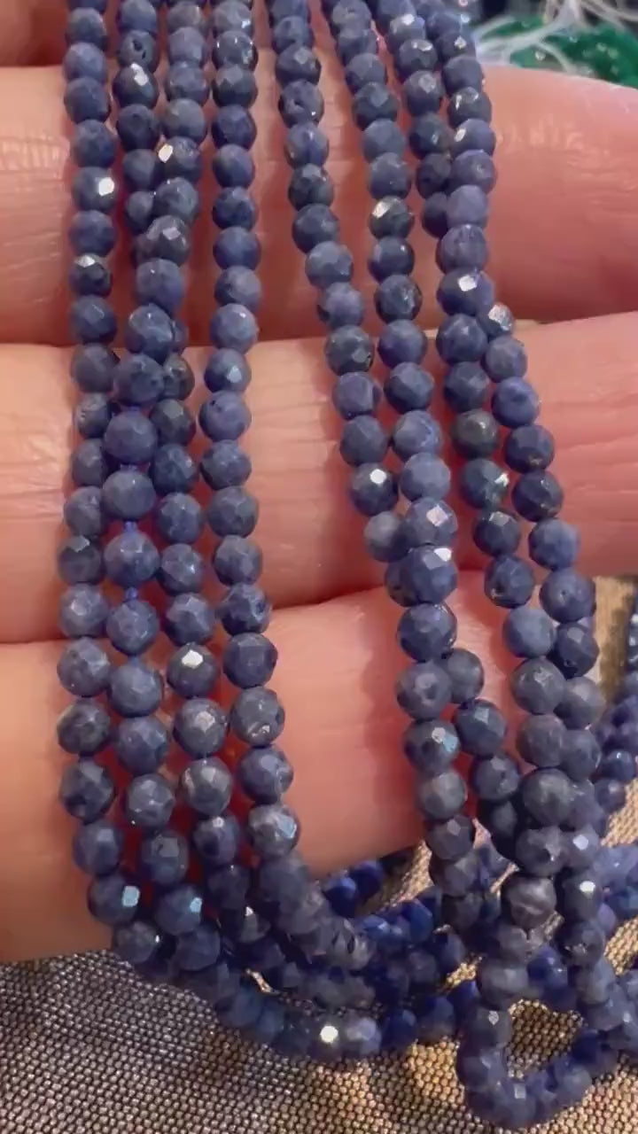 Natural Blue Sapphire Faceted Round 2.5-3mm bead 12.5” full strand for jewelry making Gemstone bead
