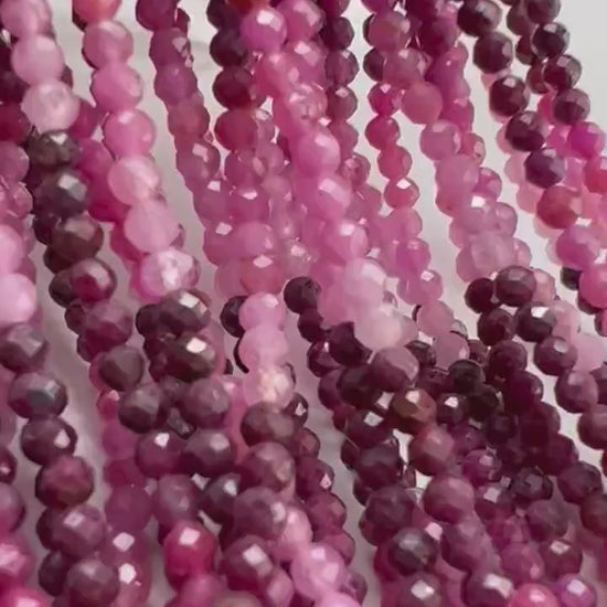 Natural ombre Ruby 2.5mm Faceted round Ombre Shaded ruby Gemstone Beads for jewelry Making 12" strand