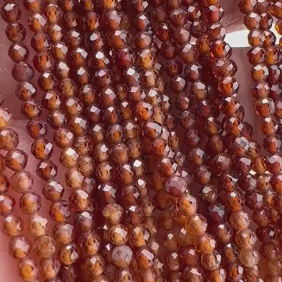 Brown Zircon Micro Faceted 3mm Round  AAA quality Natural Gemstone Jewelry Making Beads 14" Strand