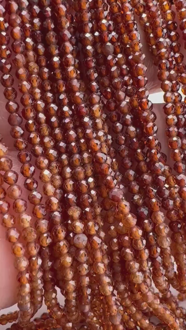 Brown Zircon Micro Faceted 3mm Round  AAA quality Natural Gemstone Jewelry Making Beads 14" Strand