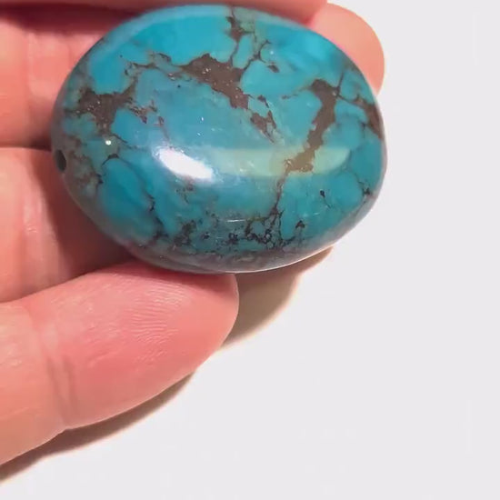Turquoise Pebble, AAA Tibetan Spiderweb Blue Turquoise pebble, Rare, jewelry, Focal, pendant, palm stone, pocket stone, collection, healing