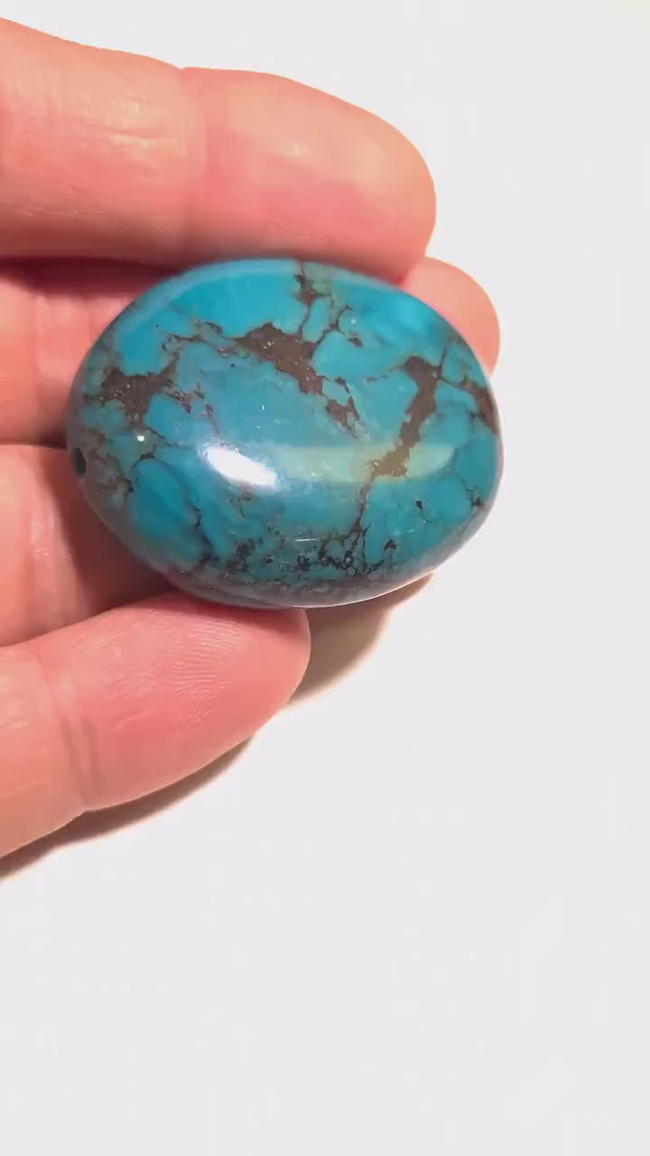 Turquoise Pebble, AAA Tibetan Spiderweb Blue Turquoise pebble, Rare, jewelry, Focal, pendant, palm stone, pocket stone, collection, healing