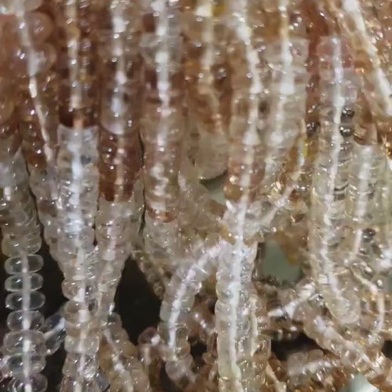 Imperial Topaz Smooth Heishi Roundel 4.5-6.5mm brown Shaded Natural gemstone beads Jewelry Making, 8" and 16" strand